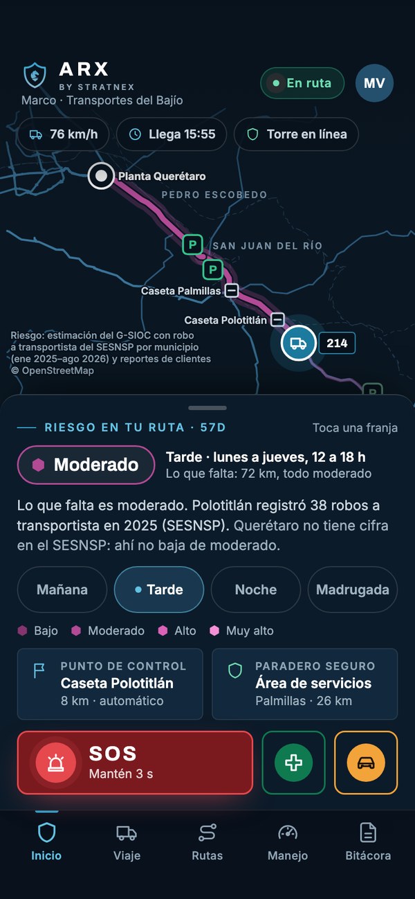 Modo carga en la autopista 57D: riesgo de lo que falta de ruta, próximo punto de control y paradero seguro.